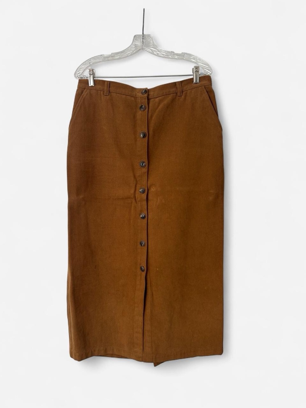1990s Jones New York Button-Front Maxi Skirt in Brown